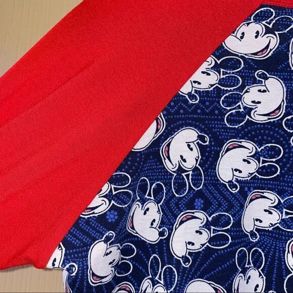LULAROE DISNEY MICKEY Sloan Mouse 3/4 red sleeve/blue background sz M EUC - Picture 4 of 7
